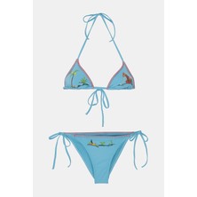 Staud Green Patterned Bikini