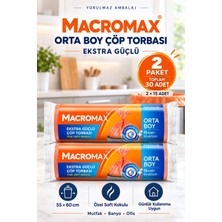 Yorulmaz Ambalaj Macromax Ekstra Güçlü Orta Boy Çöp Torbası 2 Paket 30 Adet – 55 × 60 cm