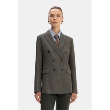 Vakko By Cırcolo Green Double-Breasted Wool Jacket