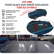 Fit PPF T1OX Ile Uyumlu Hazır Kesim Piano Black Kapı Yan Direk Kaplamaları 210 Mikron Ppf Tpu Şeffaf Boya Koruma Filmi