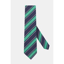 Vakko Green Diagonal Striped Silk Tie