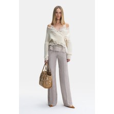 Ermanno Scervino Ermanno Scervıno Beige Flannel Melange Straight Trousers