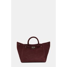 Vakko By Lorena Antonıazzı Burgundy Suede Bag