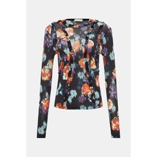 Ulla Johnson Black Floral Print Long Sleeve Blouse