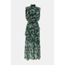 Saloni Salonı Black Floral Print Midi Dress