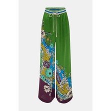 Alemais Alemaıs Green Patterned Silk Trousers