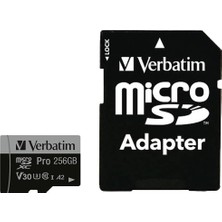 Verbatim Pro U3 256GB Microsdxc Hafıza Kartı, Siyah, Sınıf 10, Uhs-I (U3)