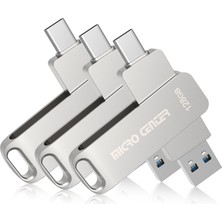 Micro Center Superspeed USB Bellek Çubuğu (128 Gb, USB 3.2 Gen 1, Dual Drive Type-C & Otg Type-A, 2-In-1, 200 Mb/s'ye Kadar, Dönebilen, Metal, Android Telefonlar, Tabletler, Mac Dizüstü Bilgisayarlar