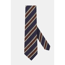 Vakko Brown Diagonal Striped Silk Tie
