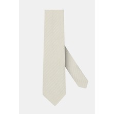 Vakko Ecru Diagonal Striped Silk Tie