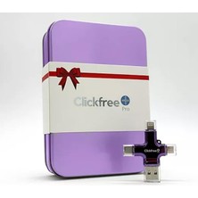 Clickfree Pro 128 GB 4'ü 1 Arada Fotoğraf ve Iphone, Android, iPad ve Mac Için Video-Backup-Usb Bellek - Eşleşen Metal Seyahat Kutusu (Mor) ile - Müze Kalitesinde Bireysel Poster ile