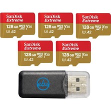 Everything But Stromboli Sandisk Mikro Hafıza Kartı, 128 Gb, Djı Air 2s, Air 2, Mini, Mini 2, Mavic 2 Drone Serisi (SDSQXAA-128G-GN6MN), 1 Everything But Stromboli Microsd Kart Okuyucu ile Uyumlu, 5 A