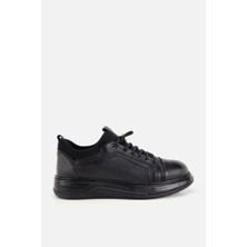 Yaya By Hotiç Erkek Siyah Deri Bağcıklı Kalın Tabanlı Sneaker