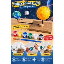 Artlantis Güneş Dünya Ay Maketi 1 Paket Dünya Güneş Ay Modeli Set Deney Seti Strafor Toplu 6 Renk Boya Fırça Fen Bilimleri Okul