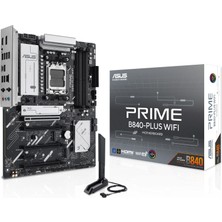 Asus Prime B840-PLUS Wifi Amd Am5 B840 Atx Anakart, Gelişmiş Aı Hazır, Ddr5, Pcıe 4.0, 3x M.2, Wi-Fi 6e, 2.5gb Lan, Displayport, Hdmıtm, USB 10GBPS Type-A & Type-C, Bıos Flashbacktm, Aura Sync Rgb