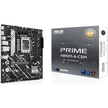 Asus Prime H810MASUS Prime H810M-A-CSM Intel H810 Lga 1851 Matx Anakartı, 6+1+1+1 Ayrık Mos, Ddr5, Pcıe 4.0, 2xm.2 Yuvaları, Intel 1 GB Ethernet, Displayport, Hdmı, USB 10 Gbit/s, USB 5 Gbit/s