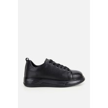 Yaya By Hotiç Erkek Siyah Deri Bağcıklı Günlük Sneaker