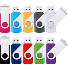 Pnstaw 64 GB USB 2.0 Flash Sürücü Döner Bellek Çubuğu Thumb Sürücü Kalem Sürücüler Jump Drive Veri Depolama, Dosya Paylaşımı (10 Adet, Çok Renkli) (64 Gb)