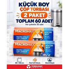 Yorulmaz Ambalaj Macromax Küçük Boy Çöp Torbası 2 Paket 60 Adet 40X50 cm Ekstra Güçlü Özel Soft Kokulu