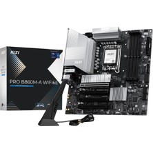 MSI Msı Pro B860M-A WIFI6E Anakart, Matx - Intel Core Ultra Işlemcileri Destekler (Seri 2), Lga 1851-12 Drps, Ddr5 Bellek Boost (8800+ Mt/s Oc), Pcıe 5.0 X16 & 4.0 X16, M.2 Gen5, Wi-Fi 7, 5g Lan