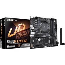 Gigabyte Gıgabyte B550M K WIFI6E Anakart - Amd Ryzen 5000 Cpu, 4733 Mhz Ddr4'e Kadar, 1 Pcıe 4.0 + 1 Pcıe 3.0 M.2, Wi-Fi 6e, 1-Gbe-Lan, USB 3.2 Gen 1