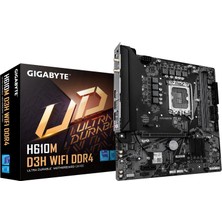 Gigabyte Gıgabyte H610M D3H Wifi Ddr4 Anakart - Intel 14. Nesil Çekirdek Işlemcileri, 6 + 1 + 1 Vrm Aşamalarını, 3200 Mhz Ddr4, 2xpcıe 3.0 M.2, Wi-Fi 5, 1 Gbe Lan, USB 3.2 Gen 1'e Kadar Destekler