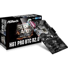 Asrock H81 Pro Btc 1150 Anakart Soketi Lga (Mikro-Atx, Intel H81, Ddr3 Bellek, 2x Sata, 4x USB 2.0)