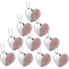 A Plus+ 10 Adet 16GB Kristall-Rosa-Herz USB Bellek 16GB Güzel Kolye USB Bellek Iş Hediyeleri