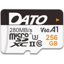 Dato 256GB Lightning Microsd Kart Uhs-Iı A1 C10 U3 V60 Full Hd 4K Kadar 280/180 Mb/s Microsdxc Cep Telefonları Için Hafıza Kartı Kameralar Taşınabilir Oyun Ekipmanları
