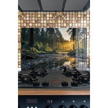 Reflexa Ocak Arkası Cam Koruyucu – Orman Desen Isıya Dayanıklı Dekoratif Cam Panel 40 x 30 cm * 2 Adet
