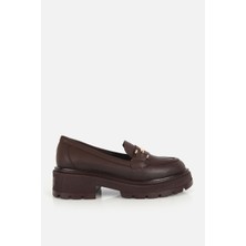Yaya By Hotiç Kadın Kahverengi Tokalı Kalın Tabanlı Klasik Loafer
