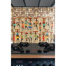 Reflexa Ocak Arkası Cam Koruyucu – Afrikalı Kadın Desen Isıya Dayanıklı Dekoratif Cam Panel 40 x 30 cm * 2 Adet