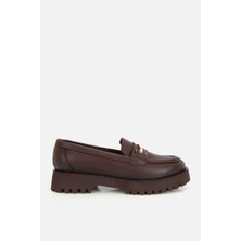 Yaya By Hotiç Kadın Kahverengi Tokalı Kalın Tabanlı Loafer