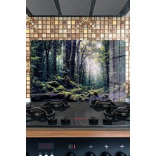 Reflexa Ocak Arkası Cam Koruyucu – Orman Desen Isıya Dayanıklı Dekoratif Cam Panel 40 x 30 cm * 2 Adet