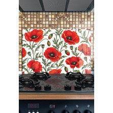 Reflexa Ocak Arkası Cam Koruyucu – Gelincik Desen Isıya Dayanıklı Dekoratif Cam Panel 40 x 30 cm * 2 Adet