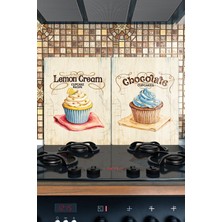 Reflexa Ocak Arkası Cam Koruyucu – Cupcake Desen Isıya Dayanıklı Dekoratif Cam Panel 40 x 30 cm * 2 Adet