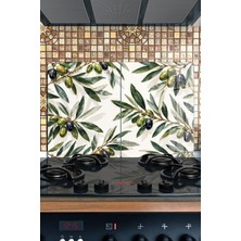 Reflexa Ocak Arkası Cam Koruyucu – Zeytin Desen Isıya Dayanıklı Dekoratif Cam Panel 40 x 30 cm * 2 Adet