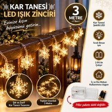 MixmioLife Kar Tanesi LED Işık 3 Metre Yılbaşı Süsleme Dekoratif Işık Zinciri 2 Pilli