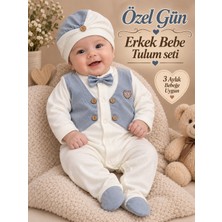 Sönmez Bebe Özel Gün Erkek Bebe Tulum Yelek ve Düğme Detaylı Mevlüt Tulum Set, Bebek Hediyelik