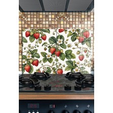 Reflexa Ocak Arkası Cam Koruyucu – Çilek Desen Isıya Dayanıklı Dekoratif Cam Panel 40 x 30 cm * 2 Adet