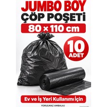 Yorulmaz Ambalaj 🗑️ 80X110 cm Jumbo Boy Çöp Poşeti 10 Adet 400 gr – Ev ve Iş Yeri Için Büyük Boy Çöp Torbası