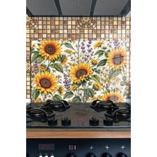 Reflexa Ocak Arkası Cam Koruyucu – Ayçiçeği Desenli Isıya Dayanıklı Dekoratif Cam Panel 40 x 30 cm * 2 Adet