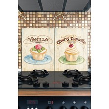 Reflexa Ocak Arkası Cam Koruyucu – Cupcake Desen Isıya Dayanıklı Dekoratif Cam Panel 40 x 30 cm * 2 Adet