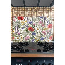 Reflexa Ocak Arkası Cam Koruyucu – Gelincik Desen Isıya Dayanıklı Dekoratif Cam Panel 40 x 30 cm * 2 Adet