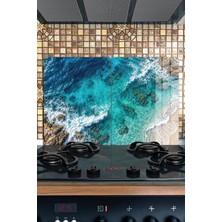 Reflexa Ocak Arkası Cam Koruyucu – Okyanus Desenli Isıya Dayanıklı Dekoratif Cam Panel 40 x 30 cm * 2 Adet