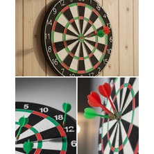 Pileli Store Kaliteli Ahşap Dart Tahtası 12 Inç 4 Adet Metal Iğne Uçlu Ok