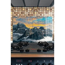 Reflexa Ocak Arkası Cam Koruyucu – Dağ Manzaralı Isıya Dayanıklı Dekoratif Cam Panel 40 x 30 cm * 2 Adet