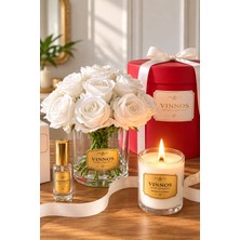 Vinnos Home & Concept Vinnos Home Concept 15 Güllü Dekoratif Çiçek Seti | 325 gr Mum | 30 cc Parfüm | Hediye Seti