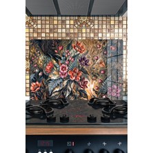 Reflexa Ocak Arkası Cam Koruyucu – Çiçek Desen Isıya Dayanıklı Dekoratif Cam Panel 40 x 30 cm * 2 Adet