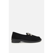 Yaya By Hotiç Kadın Siyah Süet Tokalı Klasik Loafer